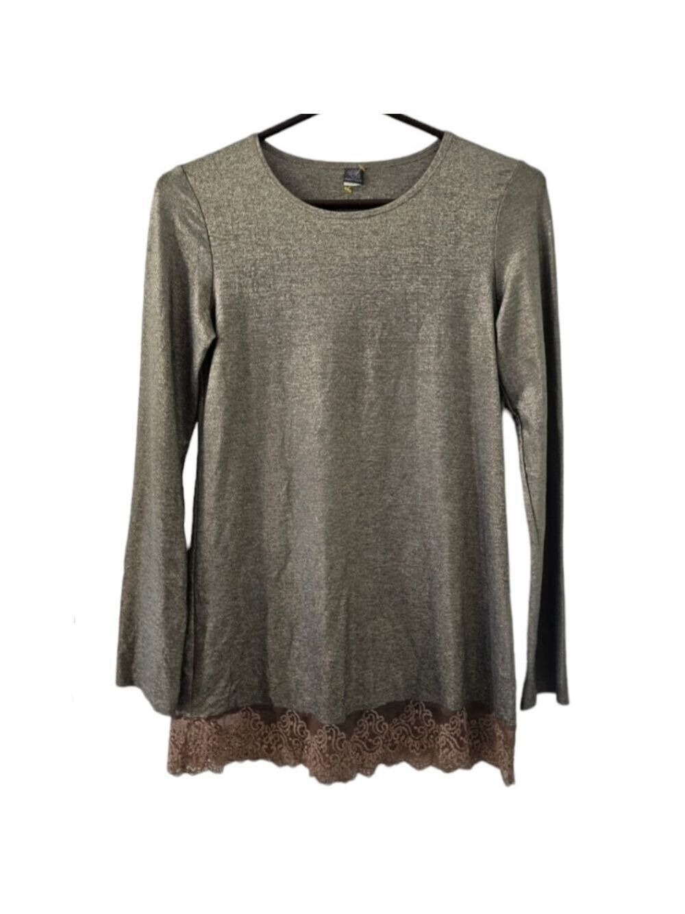 Anthropologie Only Hearts Helena Stuart Metalic  Lace Top